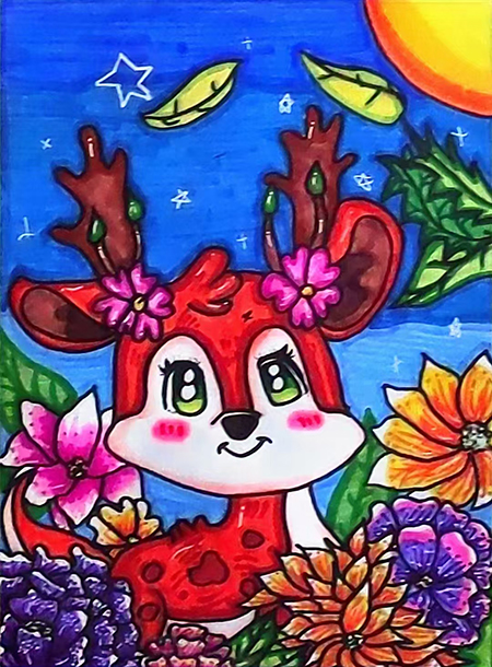 1725011566427950.jpg 小圖《夜間生活的小鹿》職工宋春艷之女蘇奕涵繪畫(huà)作品.jpg